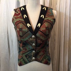 VTG Vested Image Navajo Silver Beaded Vest (S/M)